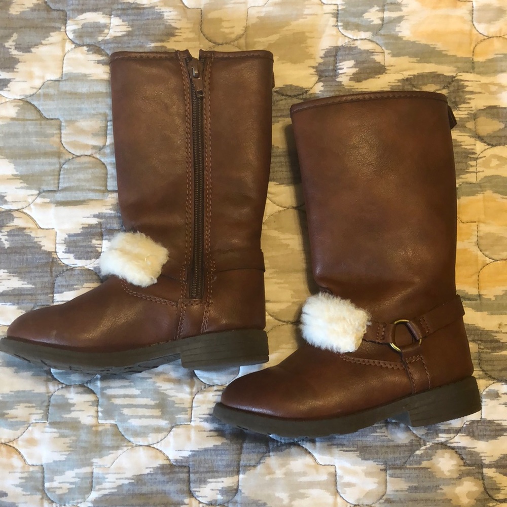 Carters Girls Brown Boots with Fur Accent